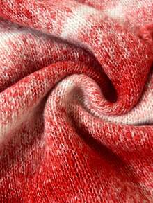 Red & White Ombre High Neck Knitted Shawl, Women's Loose Versatile Triangular Poncho Style Scarf For Spring & Autumn - Multicolor - View 8