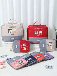 Portable "My Medicine Bag" Pill Pattern Medical Pouch, Compact First Aid Kit, Convenient Medical Storage Bag For Travel & Home Use, Small Medicine Bag, Emergency Pack, Multiple Colors Available, Essential Medical Accessory For Health-Conscious People, Daily Health Management Organizer - Multicolor - View 3