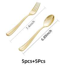 100/50/25/10pcs Gold Cutlery Set, Including Cake/Salad Forks, Spoons, Reusable And Washable Tableware, Suitable For Home Kitchen, Kitchen Accessories, Tableware Set, Restaurant, Wedding, Outdoor, Birthday, Party, Holiday Gathering, Back To School Party - Gold - View 11