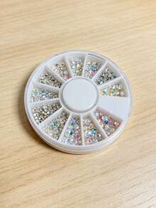 1 Stück 12-Fächer Nagelkunst Zubehör Aufbewahrungsbox Transparentes rotierendes Design Strass Glitzer / Nagelwerkzeug Aufbewahrungsbox - Weiss - Übersicht 4
