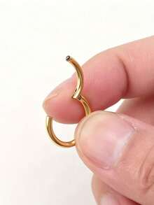 1pc High-Grade Nose Ring, Nose Septum Earring, 16G 1.2MM Thick Shaft, Fashion Piercing Jewelry - Yellow Gold - View 19