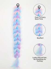 1pc Kids Colorful Synthetic Ponytail Hair Extension, 24 Inch Long Ponytail, Suitable For Girls Halloween Christmas - Multicolor - View 8