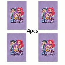 Miniso Huntrix Trio Chibi Towel, "HUNTRIX" Neon Star Print Soft Pure Cotton Towels, Available In 1-Pack, 2-Pack, 3 Packs, 4 Packs, 5 Packs, 6-Pack, Perfect For Bathroom & Home Use - Colocr - View 4