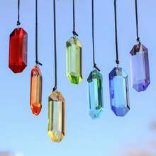 7 Colors Crystal Suncatcher Prism, Indoor Window Hanging Decor Rainbow Glass Prism Sun Catcher Decoration, For Home Garden Decor - Seven-color 76mm Long Strip - View 5
