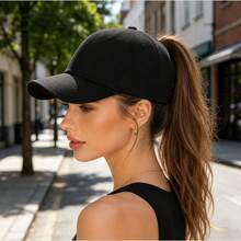 1pc Solid Color Baseball Cap, Adjustable Outdoor Sun Protection Casual Hat, Suitable For Spring, Autumn, Travel, Beach, Y2K Style Youth, Holiday, Festival - Black - View 1