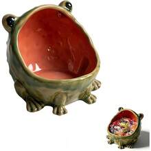 1pc Ceramic Frog Storage Tray, Key Holder, Open-Top Oval Shelf, Incense Burner, Candy Jar, Ashtray, Fish Tank Decor, Desktop Ornament, Frog Sculpture For Office, Entryway, Home, Gift, Farmhouse, Retro Green, Animal Lover, Catchall, Desk Accessory - Multicolor - View 11