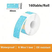 12x40mm Nhãn dán lấp lánh cho máy in nhãn Markife P15 P12 P11 D30 Q30S, chống nước, tự dính, giấy chủ đề - 12x40mm - Xem 10