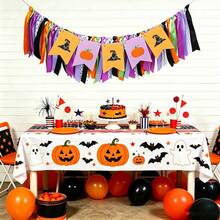Halloween High Chair Banner Party Decorations Pumpkin Withc Hat Ribbon Tassel Garland Photo Props - Multicolor - View 6