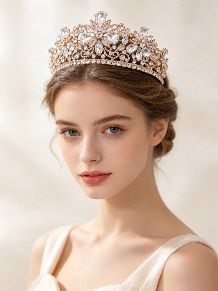 1pc Elegant Queen Crown Bridal Wedding Hair Accessory Women's Ball