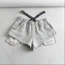 Pantalones Cortos Deportivos Negros de Cintura Alta para Mujer, Estilo Casual de Verano, Corte Holgado, Pierna Ancha, Cintura... - Gris Oscuro - Ver 6