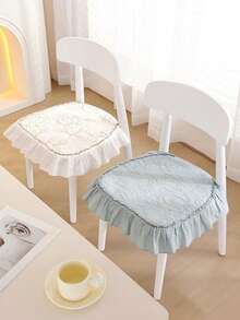 1 pieza Cojín acolchado para silla con falda, estilo, adecuado para todas las estaciones, suave y transpirable, antideslizante, lavable a máquina, uso diario, 17.7in/45cm*17.7in/45cm - en forma de D - Ver 10