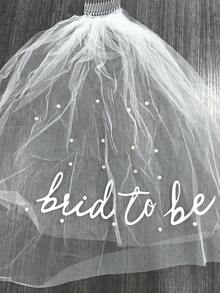 1pc Bachelorette Party Bridal Veil | Double Layer White Letter Veil With Comb, Photo Prop, Romantic Style - Multicolor - View 7