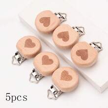 5pcs Natural Wood Color Fixed Clips, Cartoon Beech Wood Clips, DIY Anti-Lost Chain Towel Hook Making Fixed Clips - Camel - View 12