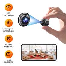 2 chiếc camera giám sát an ninh mini cho gia đình, camera giám sát WiFi không dây, có âm thanh, ghi hình video, phát hiện chuyển động, nhìn đêm, truy cập từ xa qua điện thoại, thiết kế di động, trang trí phong cách, hệ thống an ninh gia đình, phù hợp cho giám sát an ninh nhà/văn phòng, giám sát thú cưng - màu đen - Xem 4