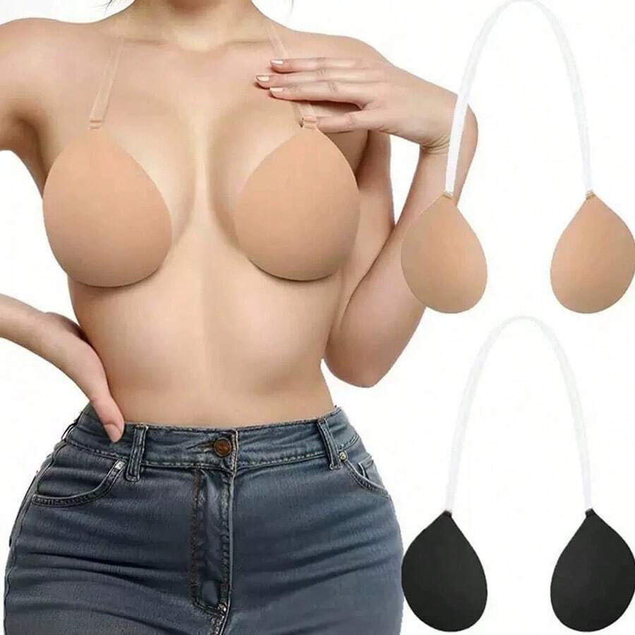 1pc Seamless Supportive Camisole Bra, Backless Strapless Sticky Bra Invisible Suitable For Camisole And Backless Dresses, For Women And Brides, Round Padded Invisible Bra Seamless Padded Lift Bra Accessory, Women's Lingerie Bra Accessory - Multicolor - View 1