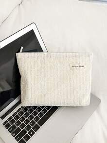 AGG Korean Style Heart Embroidery Striped Cosmetic Bag, Large Capacity Zipper Makeup Storage Bag, Portable Travel Toiletry Pouch Women Daily Use - Multicolor - View 15