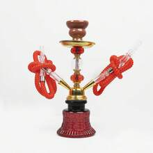1pc Classic Small Double Tube Arabic Hookah Complete Set Glass Water Pipe Shisha Accessories No Electricity Required Arabic Hookah Glass Bowl - one-size - View 18