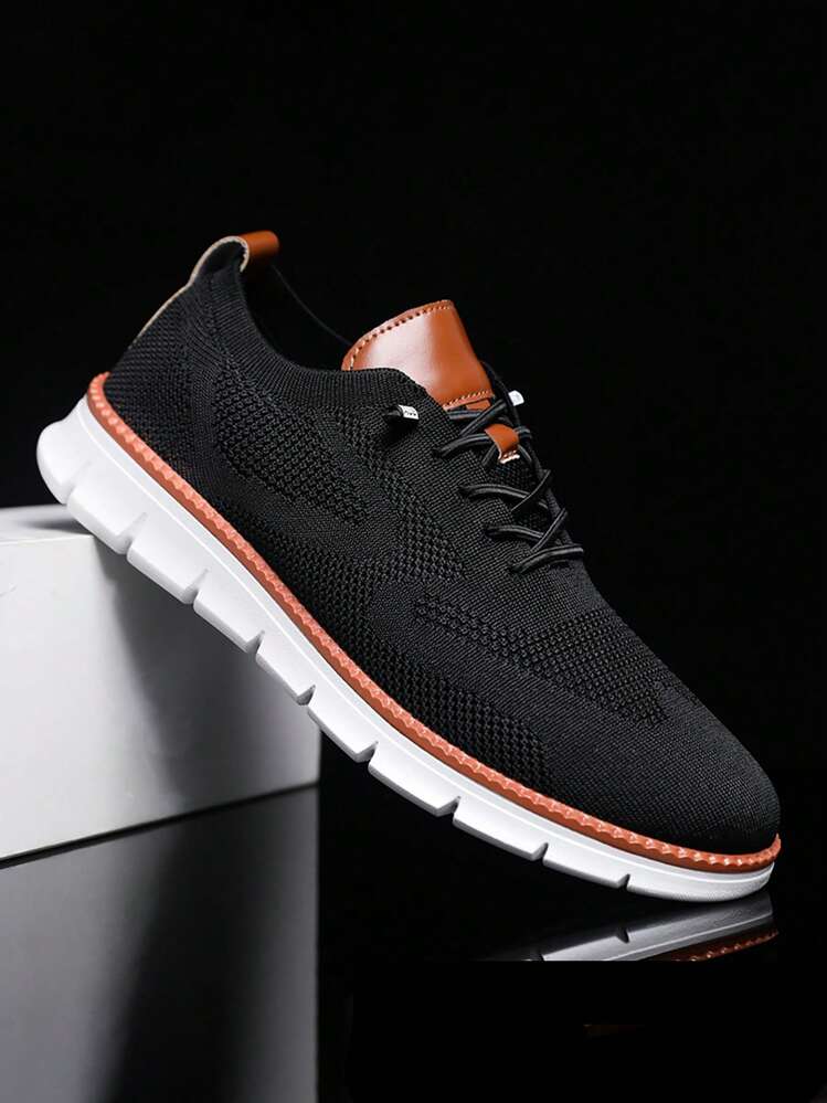 Men's Breathable Fabric Casual Shoes, Lightweight Soft Sole Slip-On Running Shoes - Z01 Black - View 3