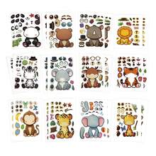 12/24 PCS Animal Theme Creative Sticker Set, Animal Expression Collage Toy, Interactive Educational Craft Material, Farm Animal Face-Changing Stickers, DIY Handmade Sticker Art, Educational Creative Expression Sticker Pack School Supplies - CY-j03 - View 6