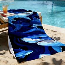 1pc Realistic 3D Dolphin Print Microfiber Beach Towel, Quick Dry Sand Resistant Super Absorbent Swimming Towel, Large Rectangle Beach Blanket For Summer Vacation Pool Travel Camping Bath Use - Multicolor - View 5