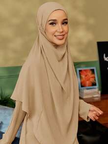 1pc Ready To Wear Modest Women's Breathable Instant Hijab With Tie For Abaya - Multicolor - View 4