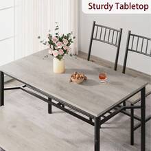 Space-Saving 4 Piece Dining Table Set With Chairs And Storage Bench – Rectangular Kitchen Table With Wine Rack – Modern Vintage Style – Sturdy Metal Frame – Ideal For Apartments And Small Spaces - B - View 9