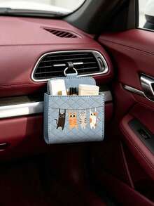 Soft Cute 4-Color Cat Car Storage Box, Car Air Vent Storage Box, Car Leather Multi-Functional Storage Box, Air Vent Phone Holder Storage Box - Adorable Four-color Cats - View 6