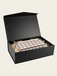 Large Gift Box - 1pc Black Foldable Groomsman Gift Box With Magnetic Lid - Groomsman Proposal Gift Box, Suitable For Clothing And Large Gifts Giant Gift Box - Perfect For Birthday, Party And Wedding - Black - View 2