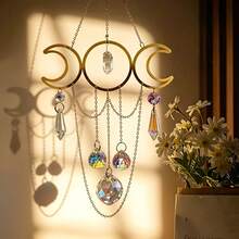 1pc Elegant Crystal Wind Chime With Dreamcatcher And Moon Crystal Beads, Wedding/Window/Car Decoration, Wedding Arch, Balcony Or Mobile Decor - Wedding & Home, Car Accessories - Durable Hanging Ornament - Wedding & Home Hanging Decor - A - View 4