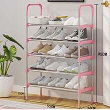 1pc Multi-Layer Shoe Rack, Freestanding Shoe Rack, Easy To Assemble, Suitable For Rental Homes, Entryway, Hallway, Bedroom, Bathroom, Office, Living Room Shoe Storage Rack, Entryway Furniture, Shoe Organizer, Space-Saving Design, Suitable For Various Room Types Space-Saving Shoe Rack - Pink - View 11