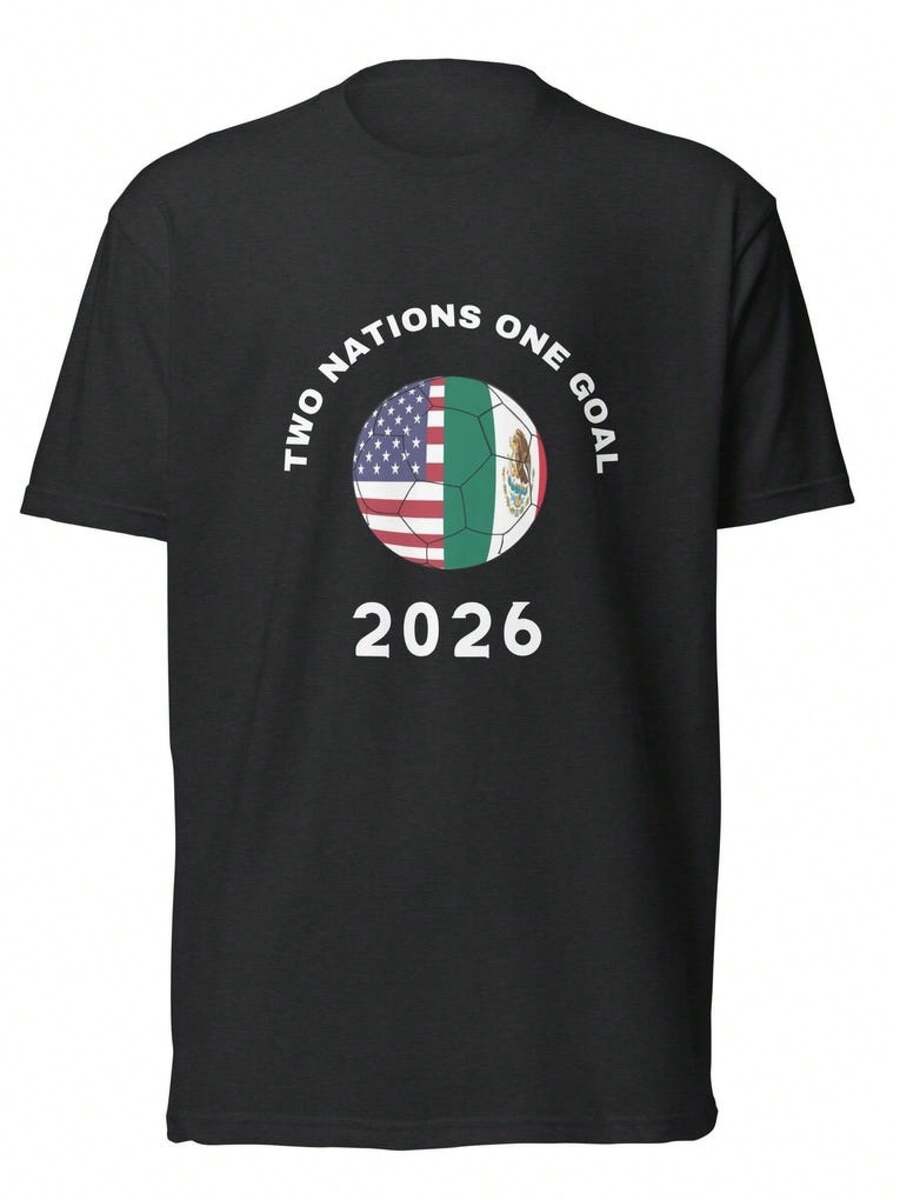 Two Nations One Goal 2026-Shirt, USA Mexico Soccer Shirt, Fan Tee, Graphic Tee, 2026 Shirt, USA Mexico-Shirt - Negro - Ver 1