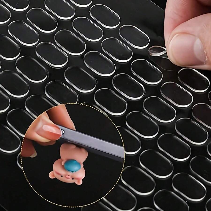 Cinta Adhesiva Doble Cara de Acrílico Nano Transparente - Impermeable, Reutilizable. Perfecta para Hacer Pósteres y Exhibiciones de Museos. Muy Conveniente de Usar, Adecuada para Uso Escolar. - oval - Ver 1