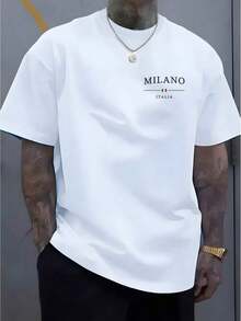 1 Men's White Printed T-Shirt Milano Italy Graphic Tee, Summer T-Shirt, Unisex Casual Crew Neck T-Shirt, Plus Size For Men 5XL UICA - 白色 - 查看 1