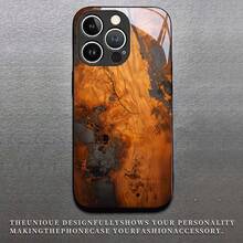 24h Shipping From DE – Coque téléphone : Motif d'art en bois de résine épissé, verre trempé noir – Élégante – Apple  11/12/13/14/15/16/17 Pro Max/Plus/SE/Air –  Galaxy S21/S22/S23/S24/S25 Ultra - 1 imagen principal - Ver 6