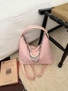 Large Capacity Korean Style Backpack New Crossbody Bag Fashion Versatile Commuter Shoulder Tote Bag - Pink - View 9