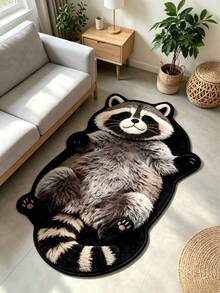 1pc Raccoon Lying Down Floor Mat, Living Room Rug, Carpet, Area Rug, Small Area Rug, Home Decor, Living Room Home Decor, Room Decor, Washable Rug - Lying Raccoon - View 1