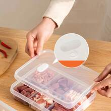 Two New Thickened Refrigerator Storage Boxes With Six Compartments, PP Material, Kitchen Organizing Style, Refrigerator Organizer, For Organizing Ingredients, Green Onions, Meat, And Various Seasonings - Multicolor - View 3