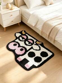 1pc Soft Fluffy Cow Shaped Rug, Pink Bedroom Decor, Small Rug, Carpet, Home Decor, Living Room Rug, Living Room Small Rug, Bedroom Rug, Living Room Home Decor, Outdoor Rug, Washable Rug - Multicolor 3 - View 1
