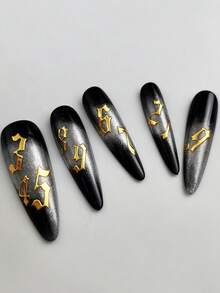 2pcs Gold Number Pattern Nail Stickers With Adhesive - Rose Gold - View 4