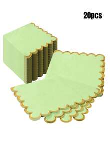 25 piezas/Set, 50 piezas/Set, 75 piezas/Set, Servilletas de fiesta de color azul crema sólido con lámina de platino ondulada, gruesas y suaves absorbentes, servilletas de papel suave de 2 capas, desplegadas 24cm*24cm, adecuadas para: boda, fiesta de té, decoración de fiesta de cumpleaños, decoración de fiesta, suministros de fiesta, decoración de vacaciones - Azul cremoso - Ver 18
