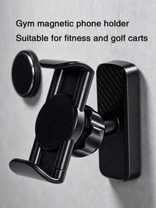 Magnetic Gym Phone Holder, 8 Powerful Magnets, Universal Magnetic Phone Mount, Suitable For Gym, Golf Cart, Refrigerator And Office, Compatible With 4-7 Inch Smartphones - Black - View 4