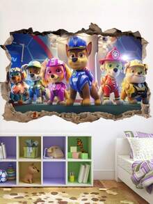 Paw Patrol 1件裝汪汪隊主題牆貼，包含多款小狗造型牆貼，自黏式設計 - 卡通 - 查看 11