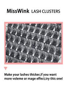 Miss Wink Eyelash Extension Mixed Pack, DIY Eyelash Extension, 12 Rows, 8-16mm Mixed Length, 0.07mm D Curl, 120 Clusters, Thick And Curly, 2 Packs, Free Combination, Personal Eyelash Extension, Suitable For Daily Makeup Or Party Use - D - View 2