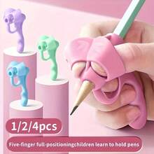 1/2/4pcs Random Color Soft Rubber Pencil Grips, Handwriting Posture Corrector - Sets - View 9