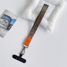 印花槍金屬扣織帶短款手腕掛繩 戶外防丟手機掛繩 內置夾扣，適用於手機掛繩、鑰匙圈吊飾、CCD相機掛繩、包包掛飾，中性款 - 彩色 - 查看 2