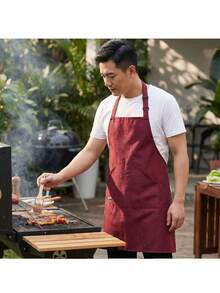 Waterproof And Oil-Proof Kitchen Apron, Unisex, Adjustable Neck Strap, Multi-Functional Large Pocket Design, Durable Oil-Resistant Cooking Apron, Suitable For Kitchen, Cafe, BBQ, Housework, Outdoor Grilling, Woodworking, Etc. - Multicolor - View 4