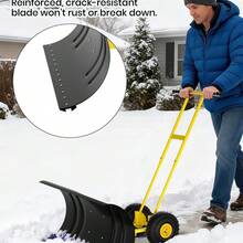 Heavy-Duty Steel Snow Shovel With Wheels  All-Terrain Non-Slip Wheels – Adjustable Angle For Efficient Snow Removal - Double Pole - View 3