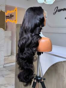 Body Wave 200% Density 13x4 HD Transparent Lace Frontal Human Hair Wigs 38 40 Inches Brazilian Pre Plucked With Baby Hair Water Wave Lace Front Wig For Women Natural Black - Natural Black - 查看 2