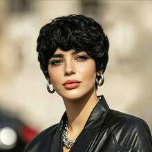 6 Inch Brazilian Human Hair Wig - Natural Curly Short Texture 180% Density Human Hair Suitable For Daily Wear, Parties, Holidays 6 Inch Instant Styling Voluminous - Natural Black - View 11
