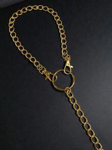 1件女款金色嘻哈龐克風時尚多層流蘇褲子鍊條，適合萬聖節派對或日常穿著 - 金色 - 查看 6